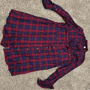 Divided Red and Blue Checkered Casual Shirt